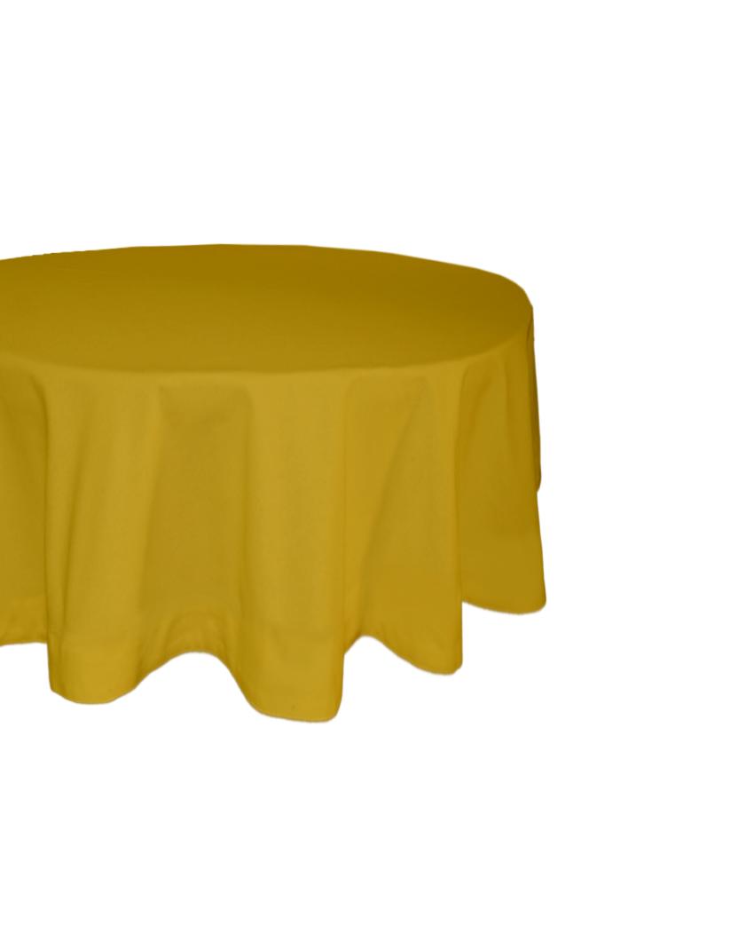 Majestic Plain Round Cotton 4 Seater Table Cover | 60X60 inches Yellow