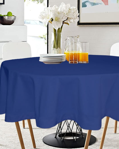 Majestic Plain Round Cotton 4 Seater Table Cover | 60X60 inches Ink Blue