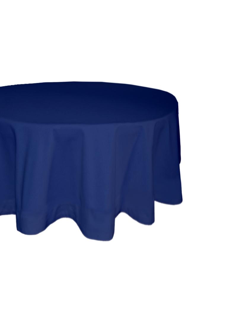 Majestic Plain Round Cotton 4 Seater Table Cover | 60X60 inches Ink Blue