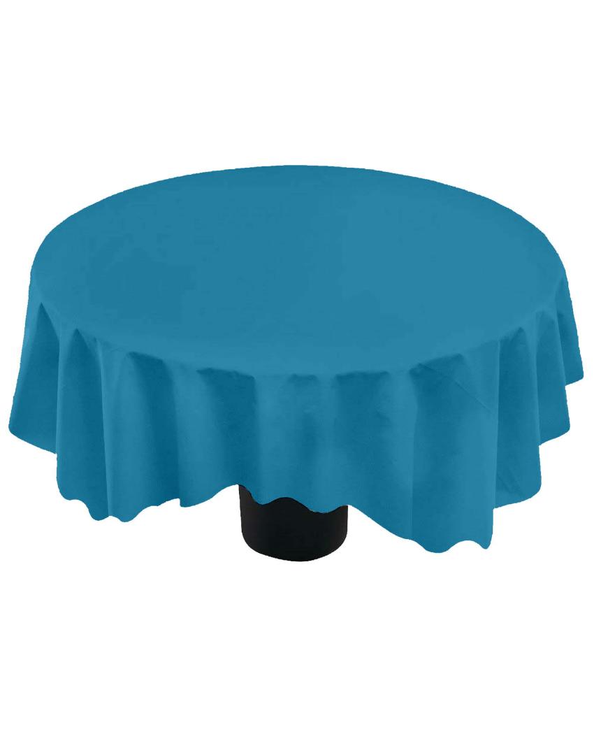 Majestic Plain Round Cotton 4 Seater Table Cover | 60X60 inches Teal Blue