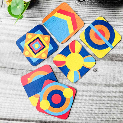 Abstract Print Reversible Coasters 3.7 Inches |  Set of 6 Default Title