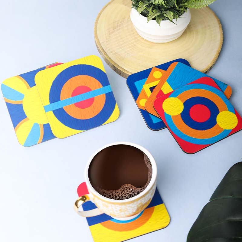 Abstract Print Reversible Coasters 3.7 Inches |  Set of 6 Default Title
