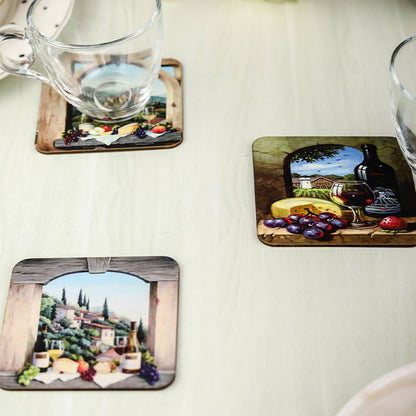 Wine n Cheese Reversible Coasters 3.7 Inches | Set of 6 Default Title