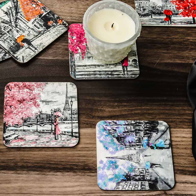 Evening In Paris Reversible Coasters 3.7 Inches | Set of 6 Default Title