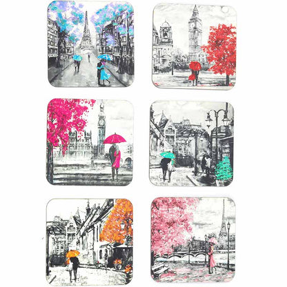 Evening In Paris Reversible Coasters 3.7 Inches | Set of 6 Default Title