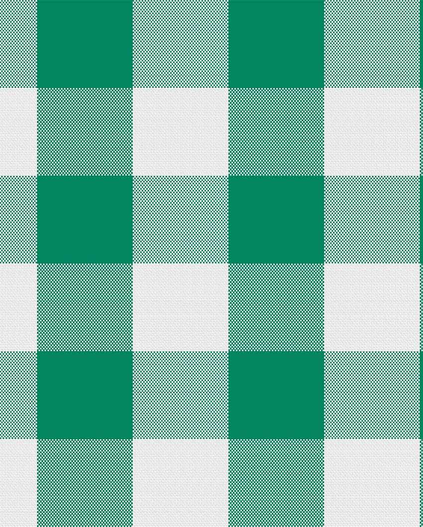 Buffalo Checks Crochet 6 Seater Cotton Table Runner | 13 X 72 Inches | Single Green