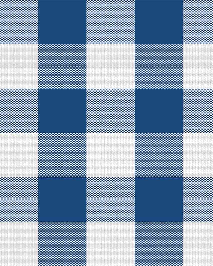 Buffalo Checks Crochet 6 Seater Cotton Table Runner | 13 X 72 Inches | Single Blue