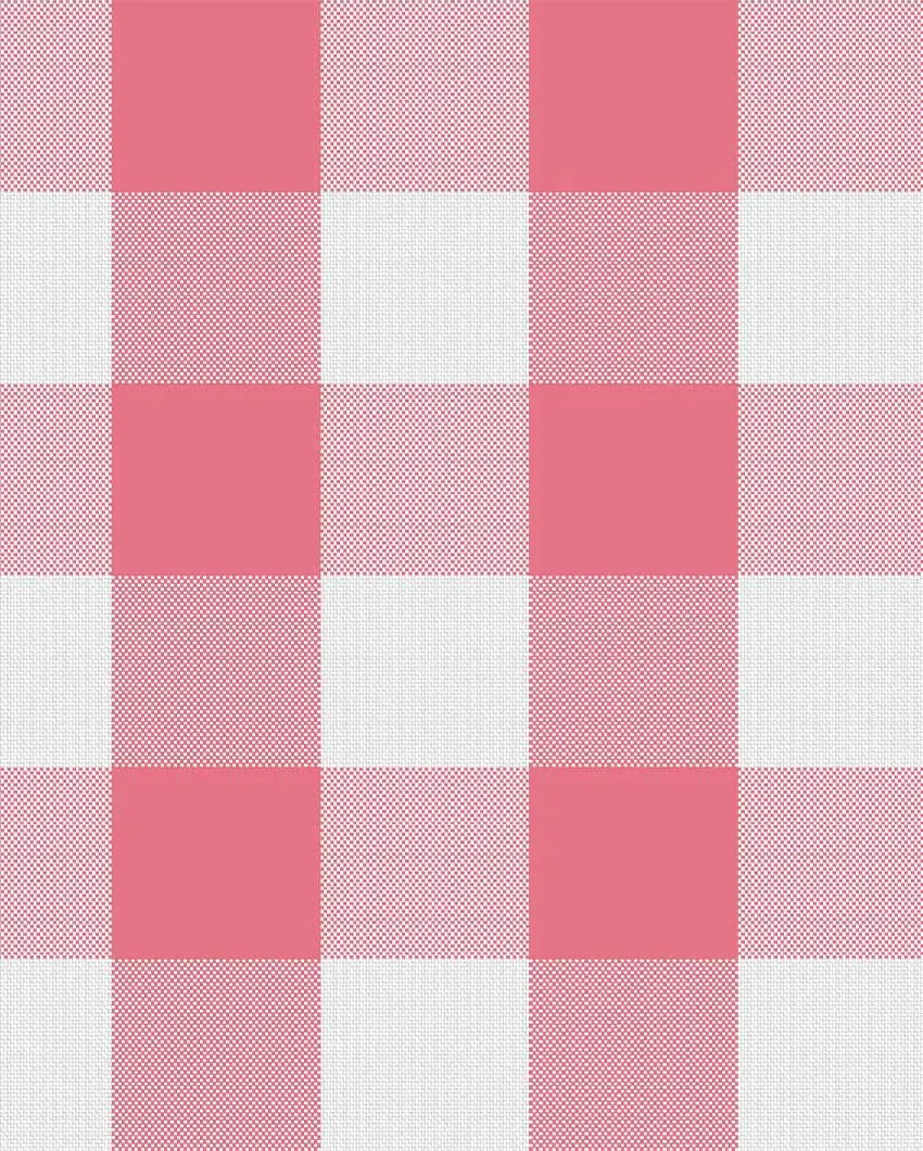 Buffalo Checks Crochet 6 Seater Cotton Table Runner | 13 X 72 Inches | Single Pink