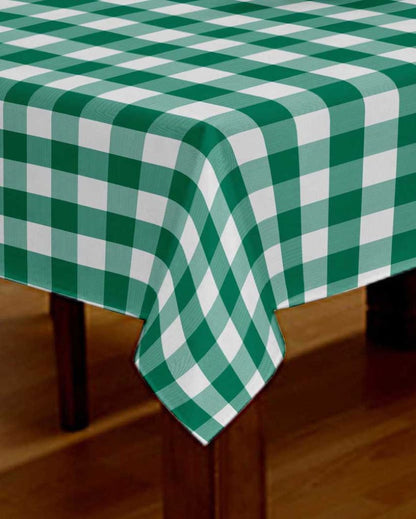 Cotton Checks Side Table Cover | 40X40 inches Green