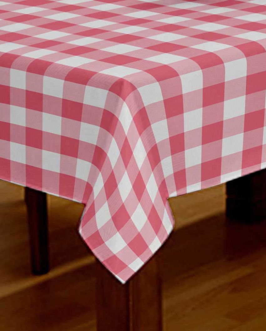 Cotton Checks Side Table Cover | 40X40 inches Pink