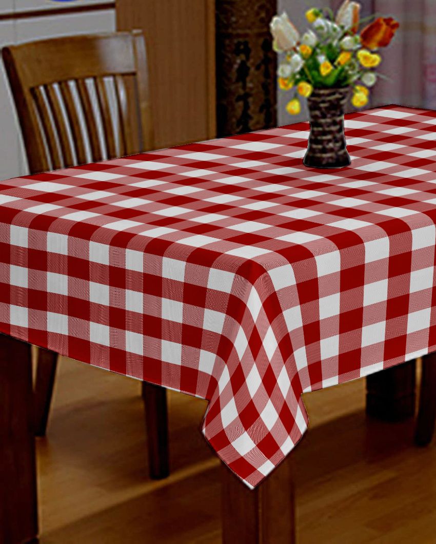 Cotton Checks Side Table Cover | 40X40 inches Red