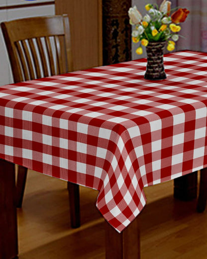 Cotton Checks Side Table Cover | 40X40 inches Red