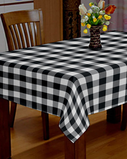 Cotton Checks Side Table Cover | 40X40 inches Black
