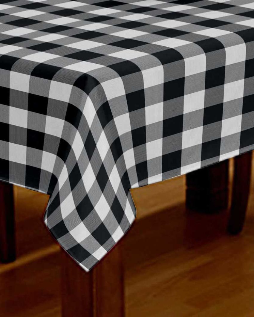 Cotton Checks Side Table Cover | 40X40 inches Black