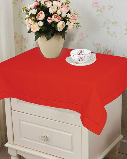 Solid Plain Side Cotton Table Cover | 40X40 inches Red