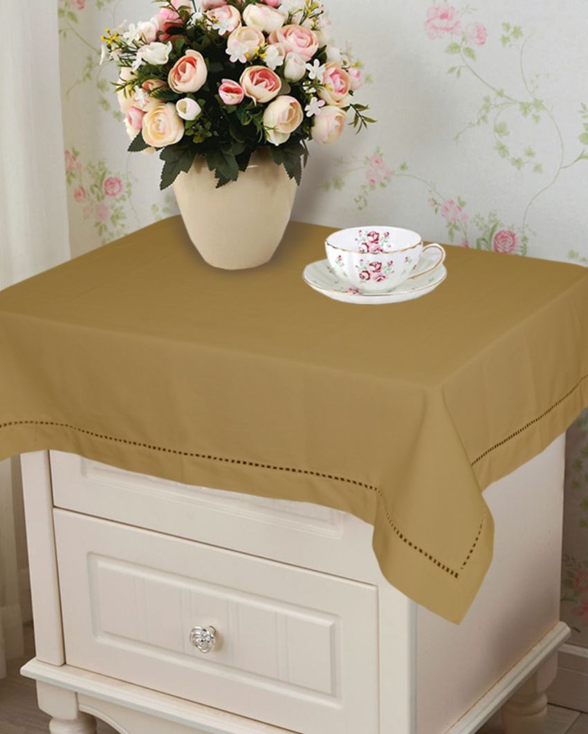 Solid Plain Side Cotton Table Cover | 40X40 inches Sand