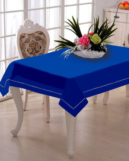 Solid Plain Side Cotton Table Cover | 40X40 inches Blue