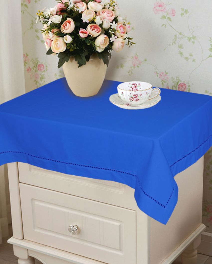 Solid Plain Side Cotton Table Cover | 40X40 inches Blue