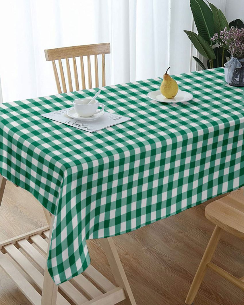 Regular Cotton Check 6 Seater Table Cover | 60X84 inches Green