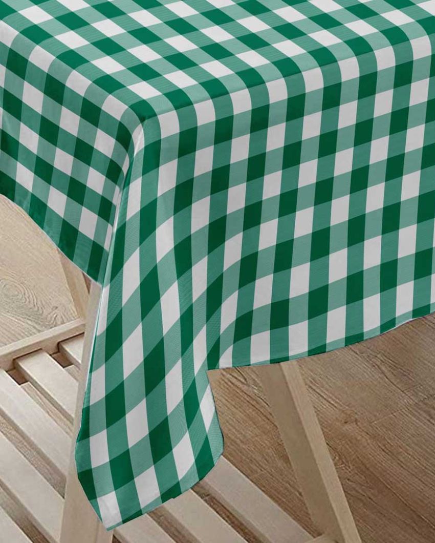 Regular Cotton Check 6 Seater Table Cover | 60X84 inches Green