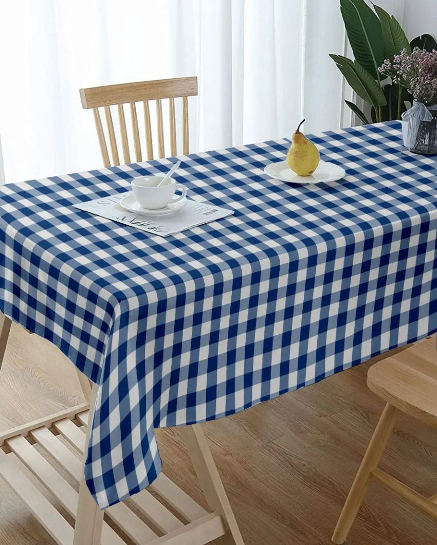 Regular Cotton Check 6 Seater Table Cover | 60X84 inches Blue