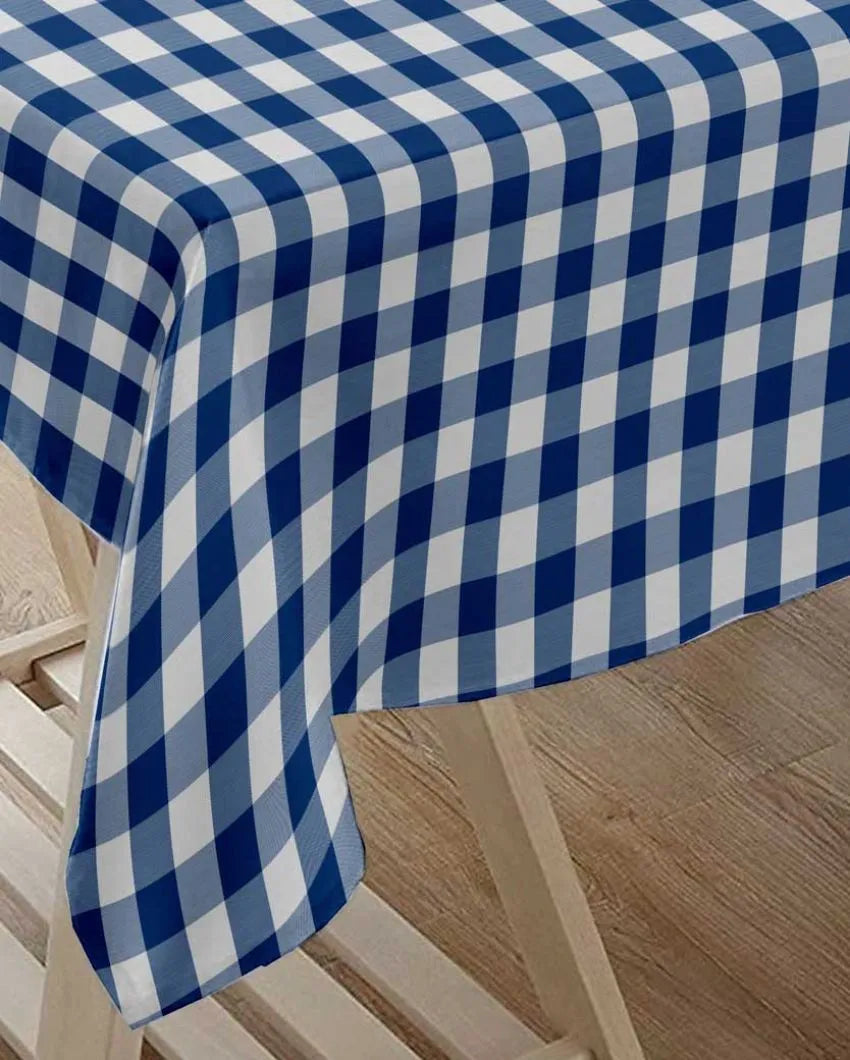 Regular Cotton Check 6 Seater Table Cover | 60X84 inches Blue