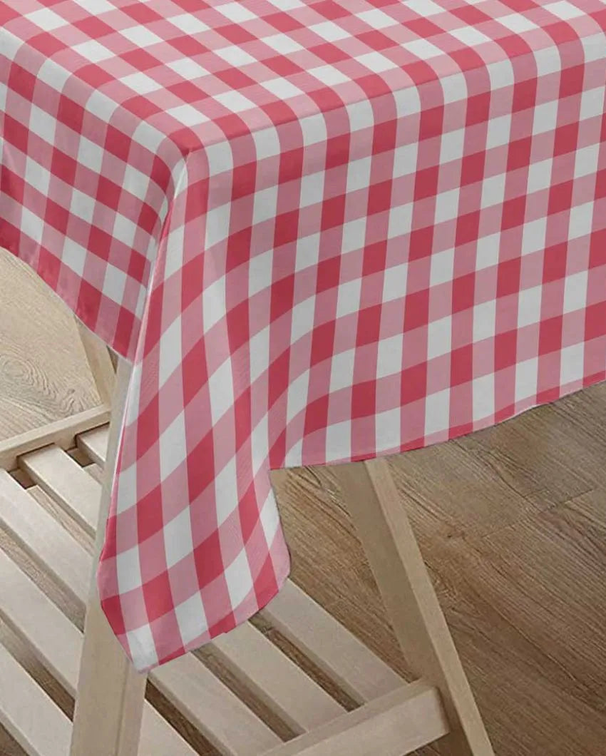 Regular Cotton Check 6 Seater Table Cover | 60X84 inches Pink