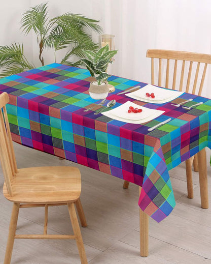 Regal Multi Checks Side Cotton Table Cover | 40X40 inches Multicolor