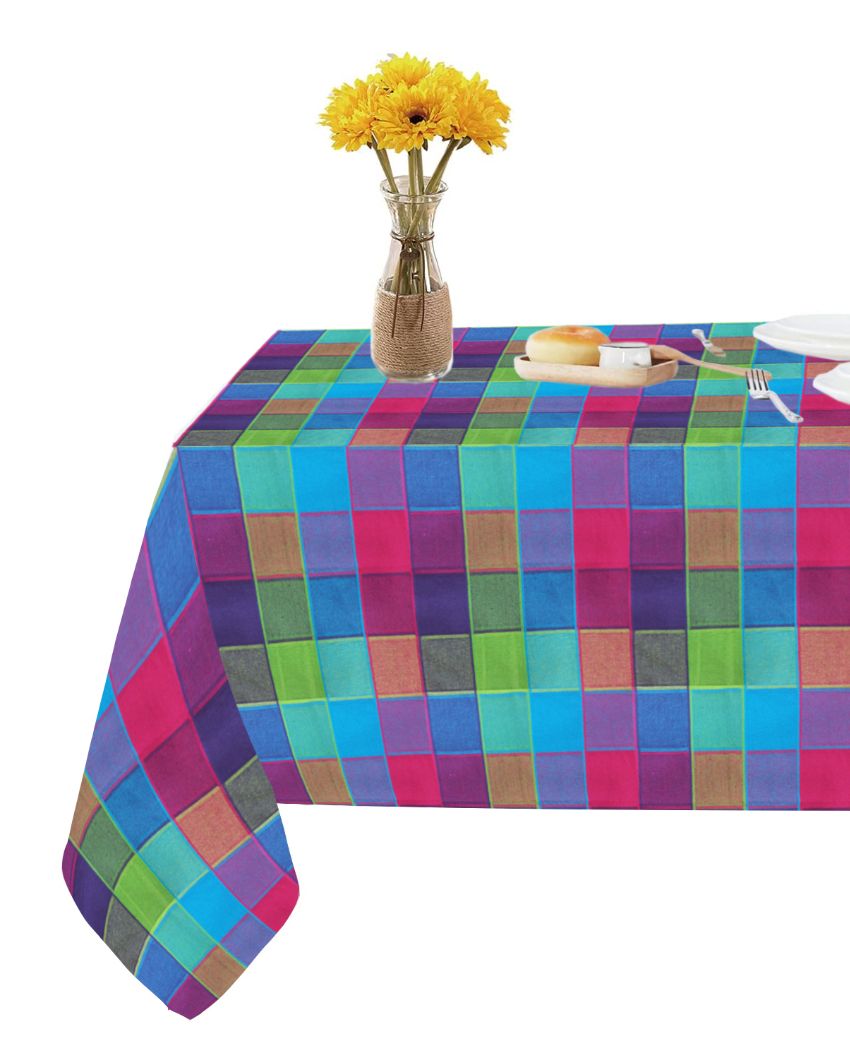 Regal Multi Checks Side Cotton Table Cover | 40X40 inches Multicolor