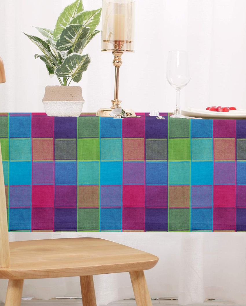 Regal Multi Checks Side Cotton Table Cover | 40X40 inches Multicolor