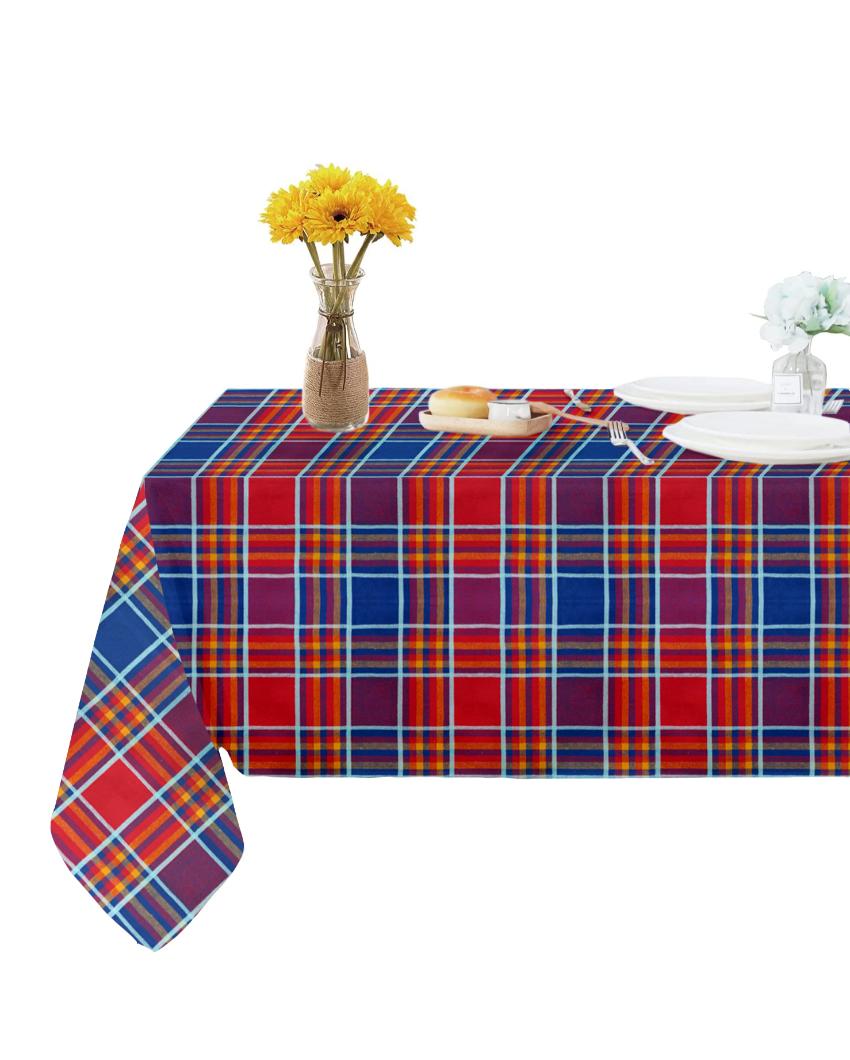 Regal Multi Checks Side Cotton Table Cover | 40X40 inches Red