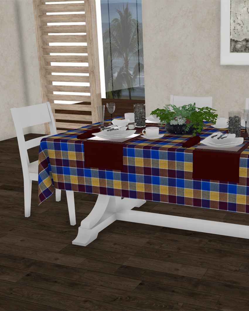 Regular Cotton Check 6 Seater Table Cover | 58X90 inches Style 1