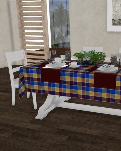 Regular Cotton Check 6 Seater Table Cover | 58X90 inches Style 1