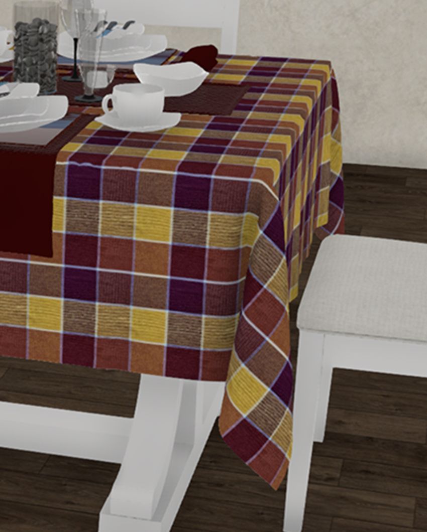 Regular Cotton Check 6 Seater Table Cover | 58X90 inches Style 2