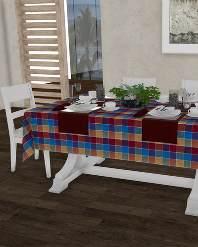 Regular Cotton Check 6 Seater Table Cover | 58X90 inches Style 3