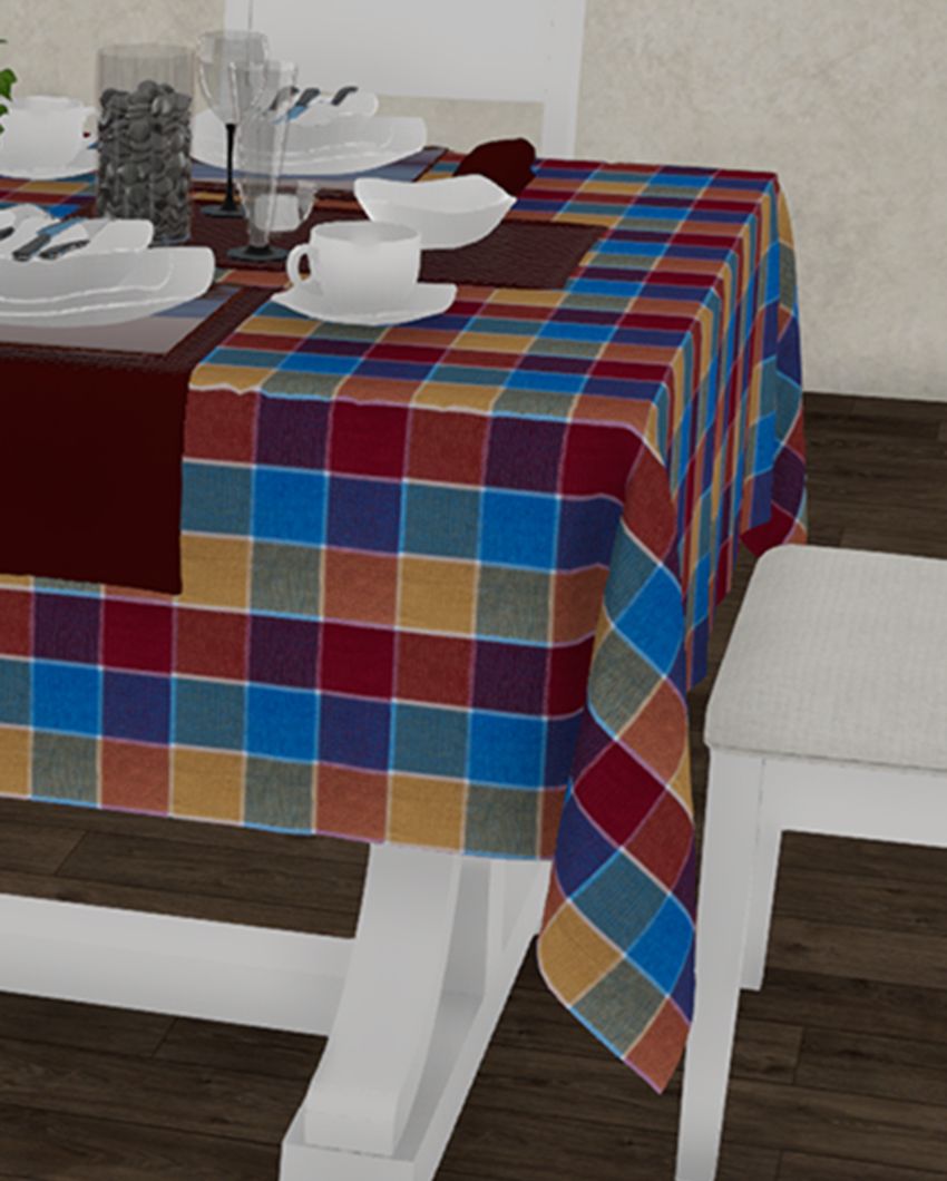 Regular Cotton Check 6 Seater Table Cover | 58X90 inches Style 3