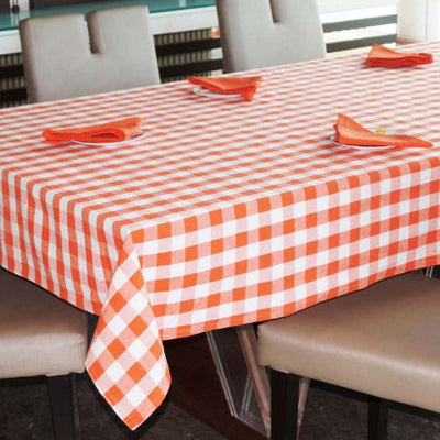 Check-Box Pattern Cotton Dining Table Cover with Napkins Set