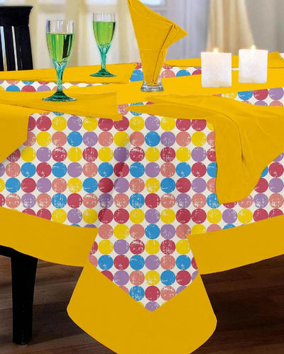 Colorful Balls Art Printed Cotton Dinning Table Cloth Set | Set of 1 Table Cover, 1 Table Runner, 4 Napkins