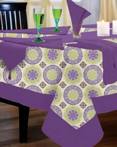 Bold Printed 12 Seater Cotton Table Cover Linen Set | Set of 1 Table Cover, 1 Table Runner, 12 Napkins