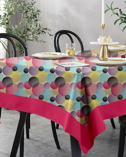 Circle Printed 12 Seater Cotton Table Cover Linen Set | 120 X 71 inches