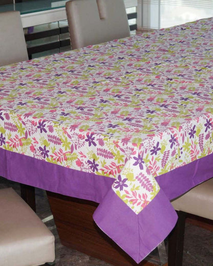 Floral Printed 12 Seater Cotton Dining Table Cover  Linen | 120 X 70 Inches