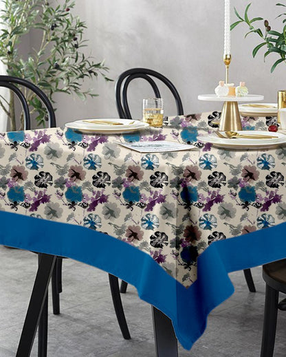 Watercolor Printed 12 Seater Cotton Dining Table Cover Linen | 120 X 70 Inches