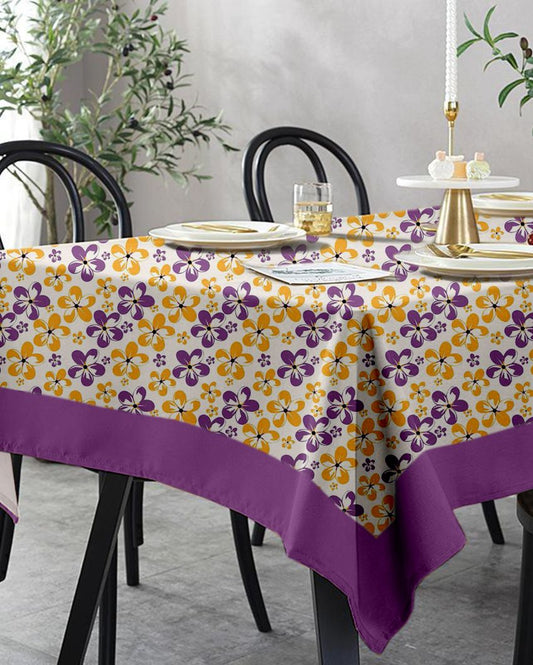 Floral Shadow Design 4 Seater Cotton Dining Table Cover | 60 X 60 Inches