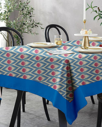 Unique Colorful Printed Cotton Linen 6 Seaters Dining Table Cover | 90 X 60 Inches