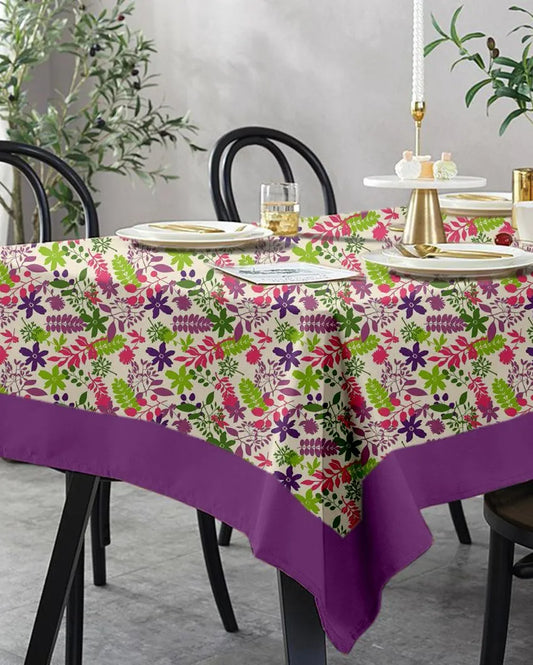 Floral Printed Cotton Linen 6 Seaters Dining Table Cover | 90 X 60 Inches