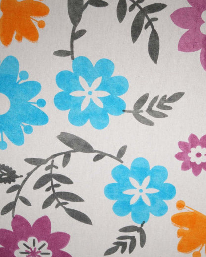 Flowers Printed Cotton Linen 6 Seaters Dining Table Cover | 90 X 60 Inches