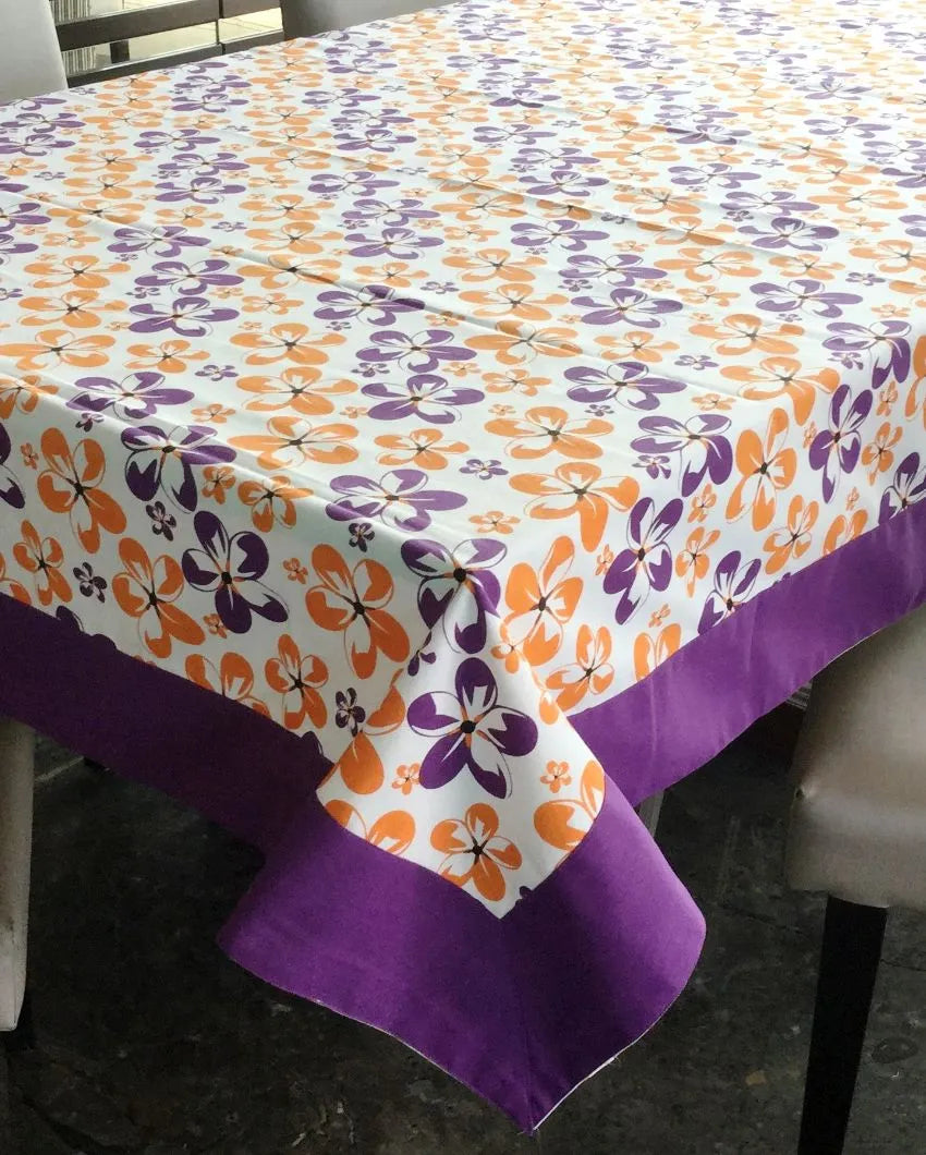 Floral Shadow Printed Cotton Linen 6 Seaters Dining Table Cover | 90 X 60 Inches