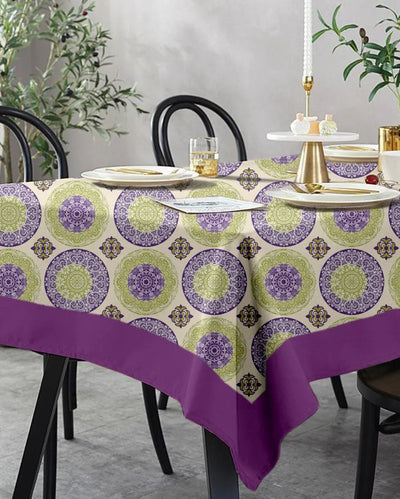 Small Bold Printed Cotton 6 Seater Dining Table Cover | 78 X 54 Inches