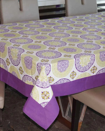 Small Bold Printed Cotton 6 Seater Dining Table Cover | 78 X 54 Inches