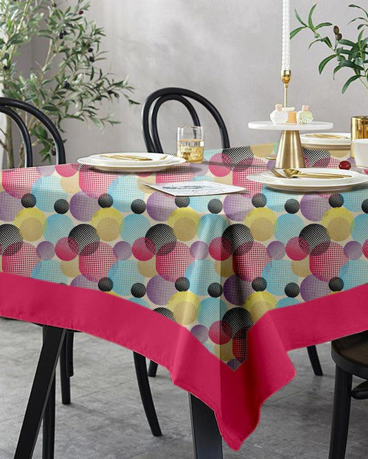 8 Seater Circles Printed Cotton Dining Table Cover | 180 X 60 Inches